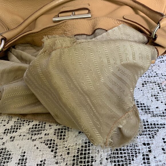 Vintage Y2K PRADA Moon Tan Leather Crescent Shoulder Bag - Picture 10 of 16